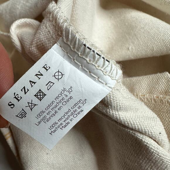 SEZANE Bonjour Seattle Canvas Tote Shopping Bag Striped Paris Reusable Earthy - Picture 4 of 7